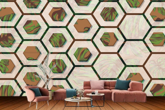 Geometric  Double Hexagonal Wallpaper