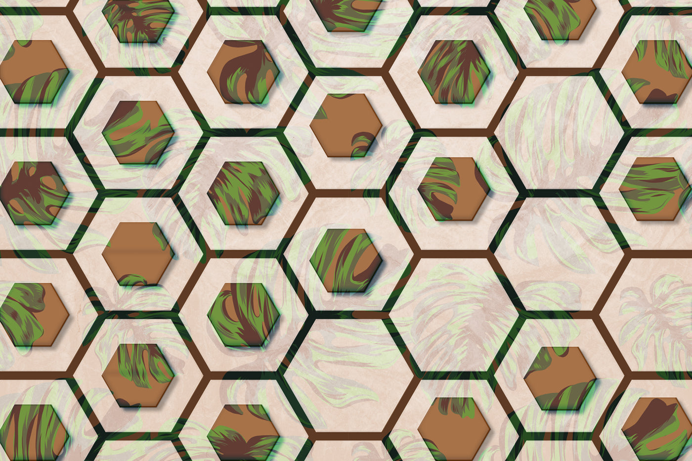 Geometric  Double Hexagonal Wallpaper