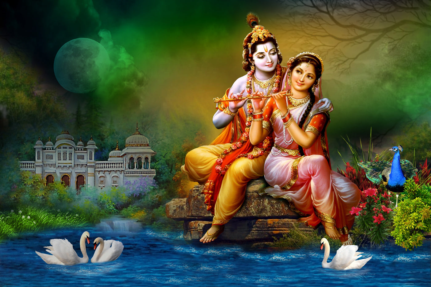 God Collection Radha Krishna  Basuri Music Wallpaper