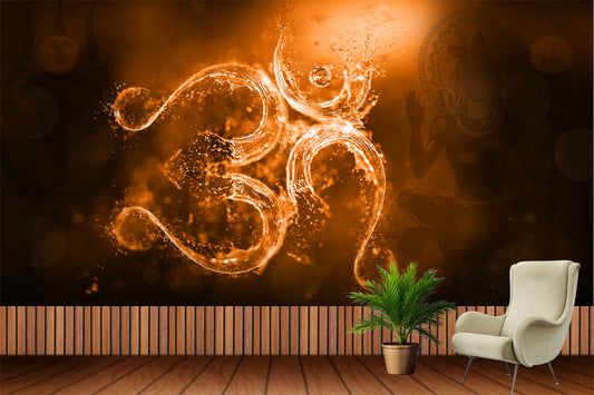 God Collection Flamming Om Wallpaper