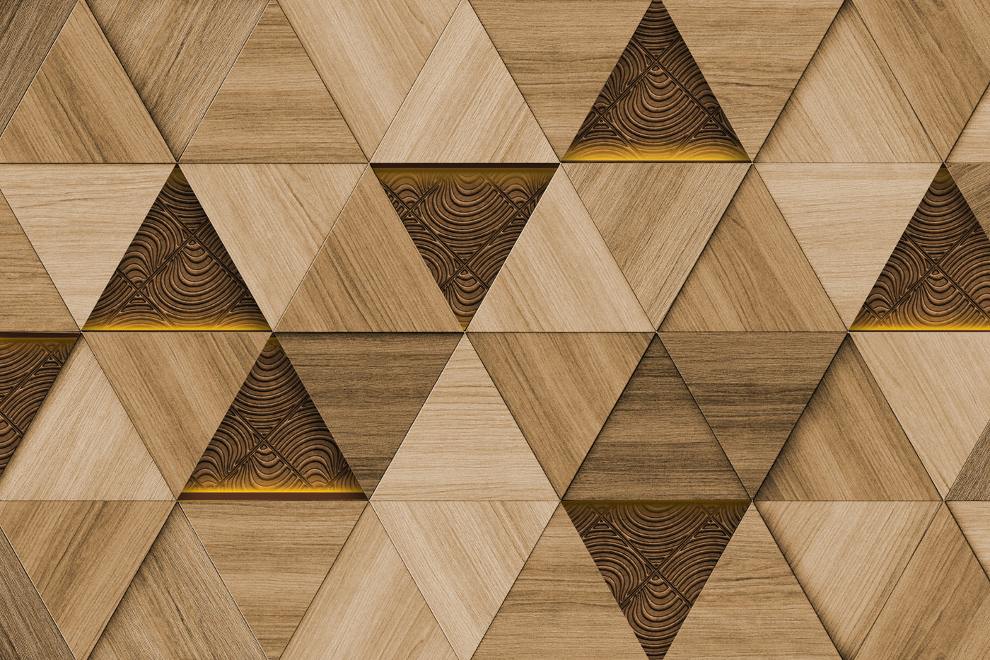 Geometric Pattern Wooden Triangle Shape Wallpaper