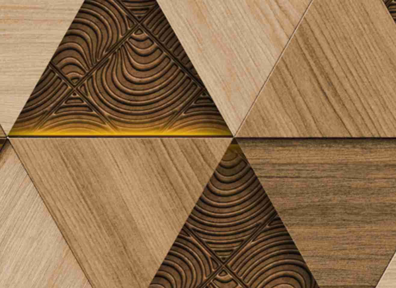 Geometric Pattern Wooden Triangle Shape Wallpaper