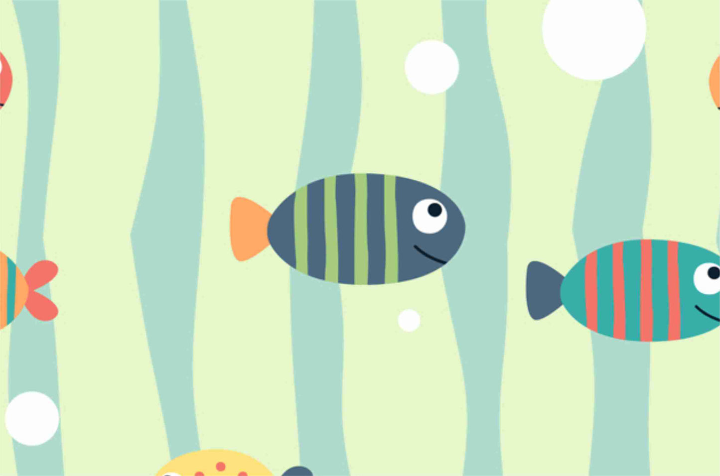 Cartoon Fish Swimming Kids Wallpaper