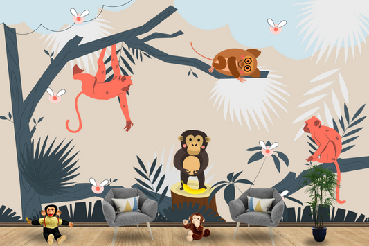 Cartoon Monkey Kids Wallpaper