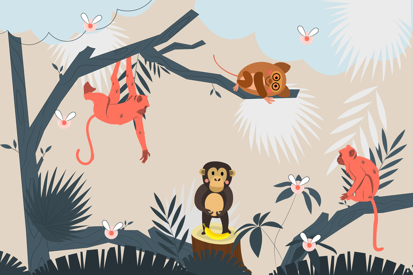 Cartoon Monkey Kids Wallpaper