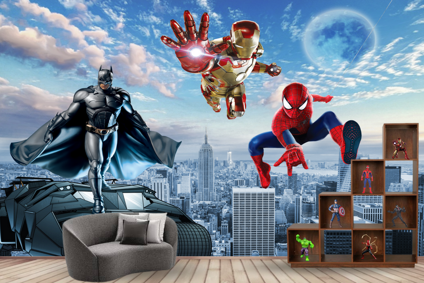 Spider Bat Iron Man Kids Wallpaper