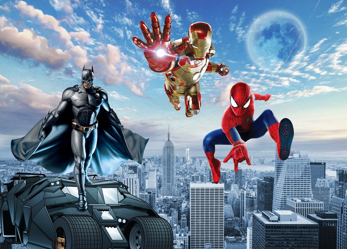 Spider Bat Iron Man Kids Wallpaper