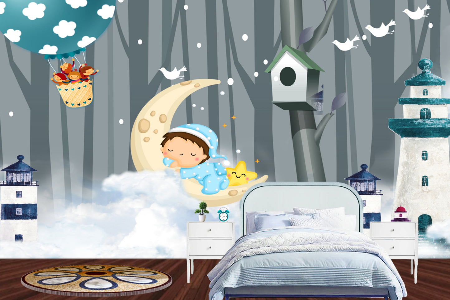 Dreams  on Moon Kids Wallpaper