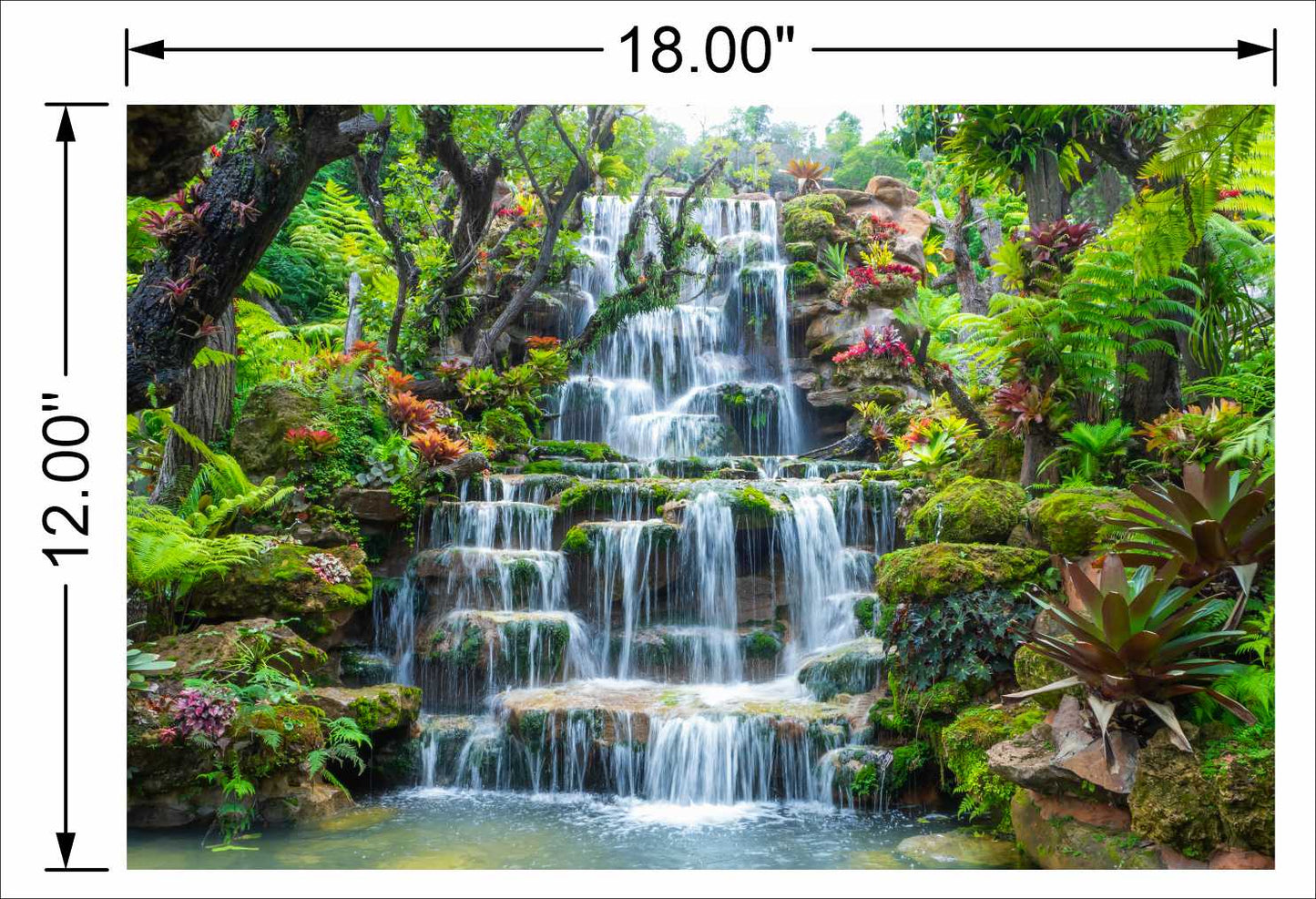 Waterfall With Full White step Water with greenery