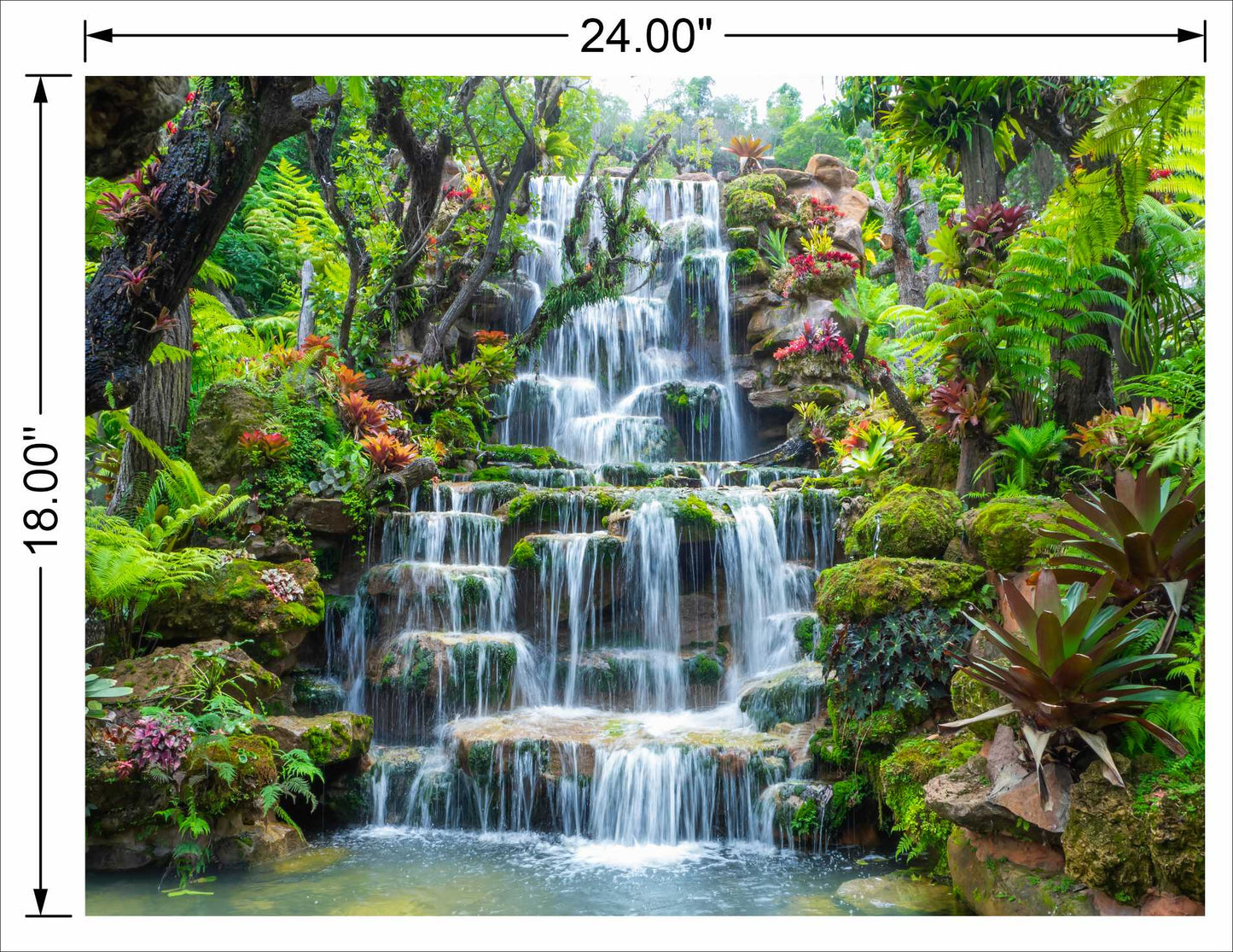 Waterfall With Full White step Water with greenery