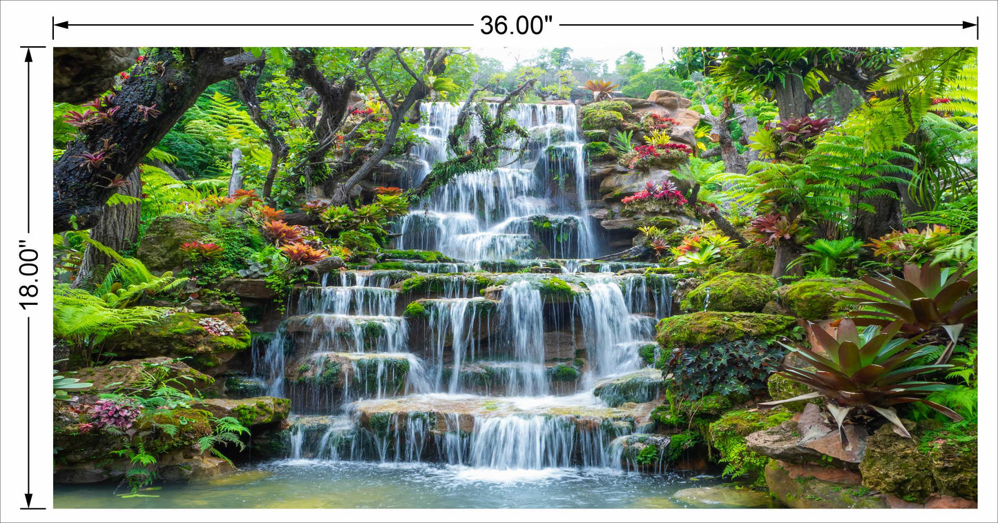 Waterfall With Full White step Water with greenery