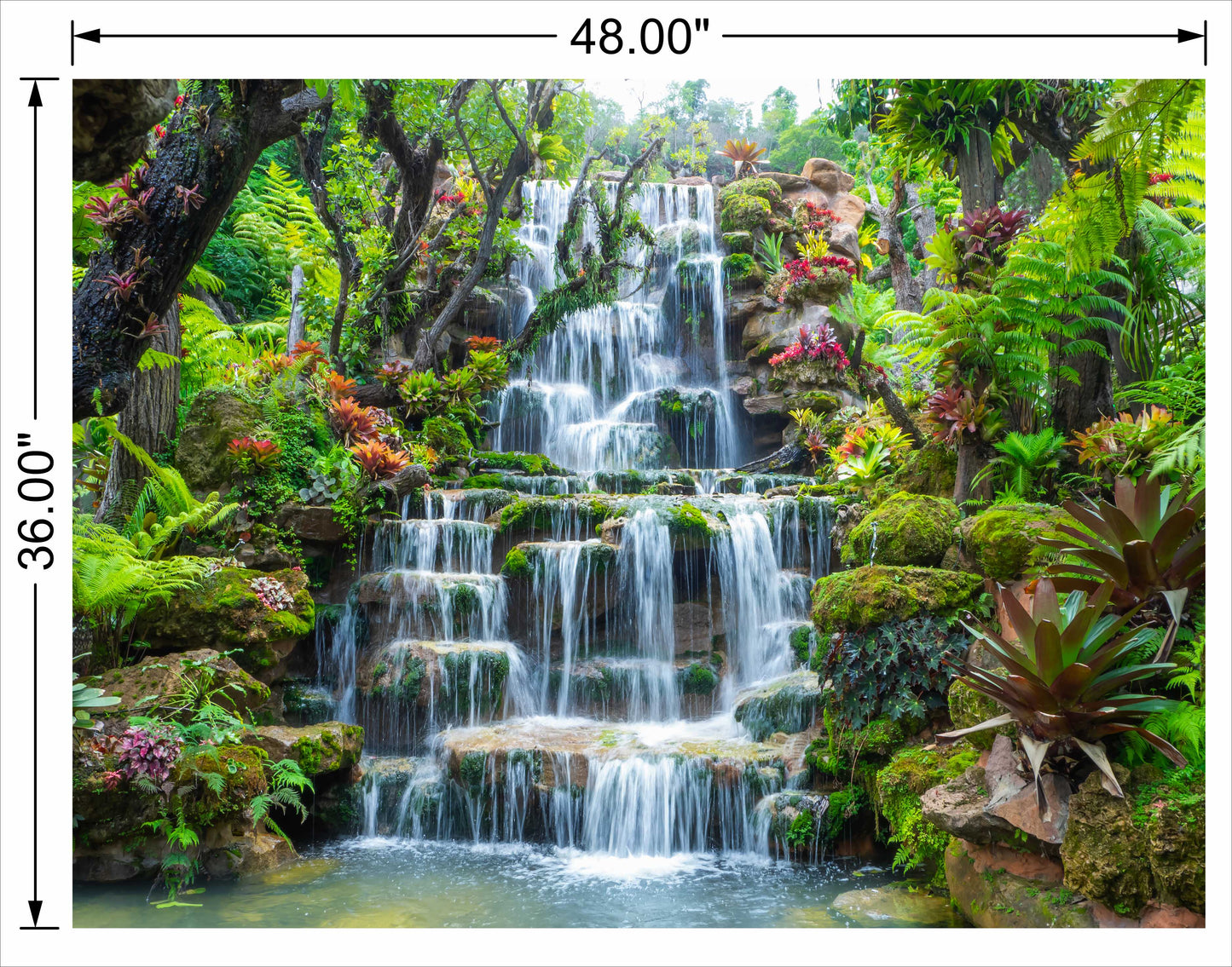 Waterfall With Full White step Water with greenery
