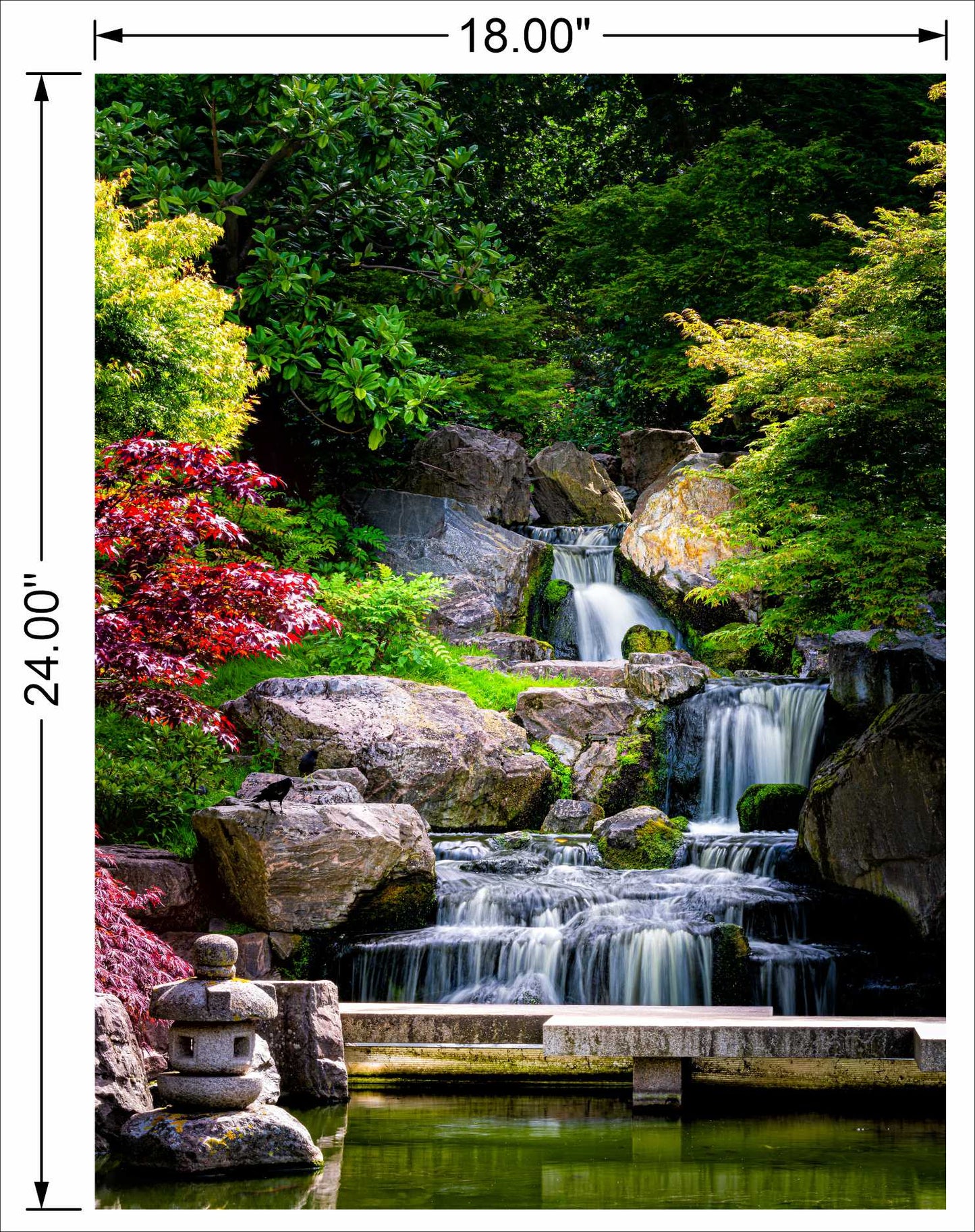Waterfall With Full Portrait White step Water with greenery