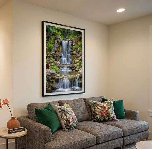 Waterfall With Full Portrait White step Water with greenery