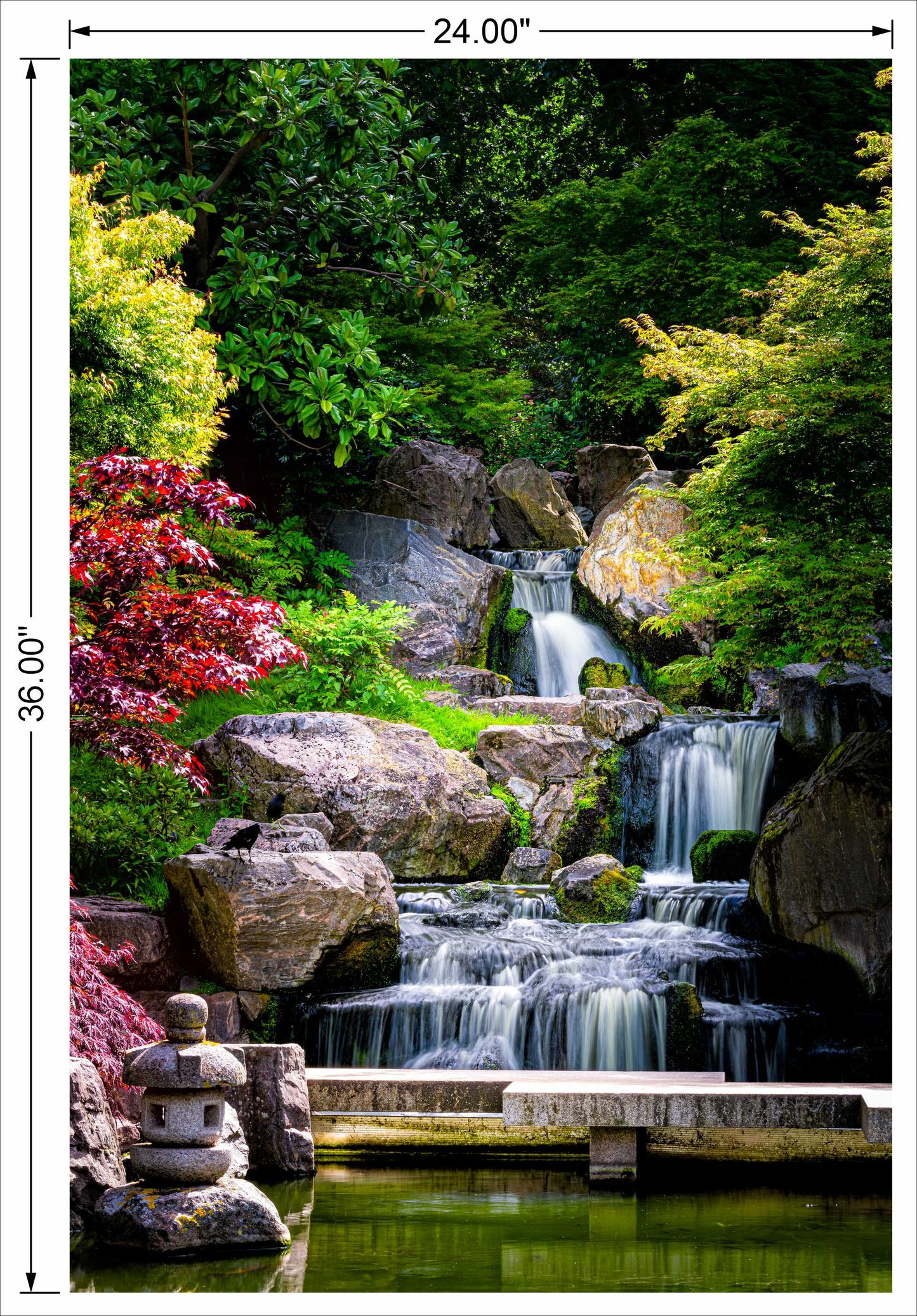 Waterfall With Full Portrait White step Water with greenery