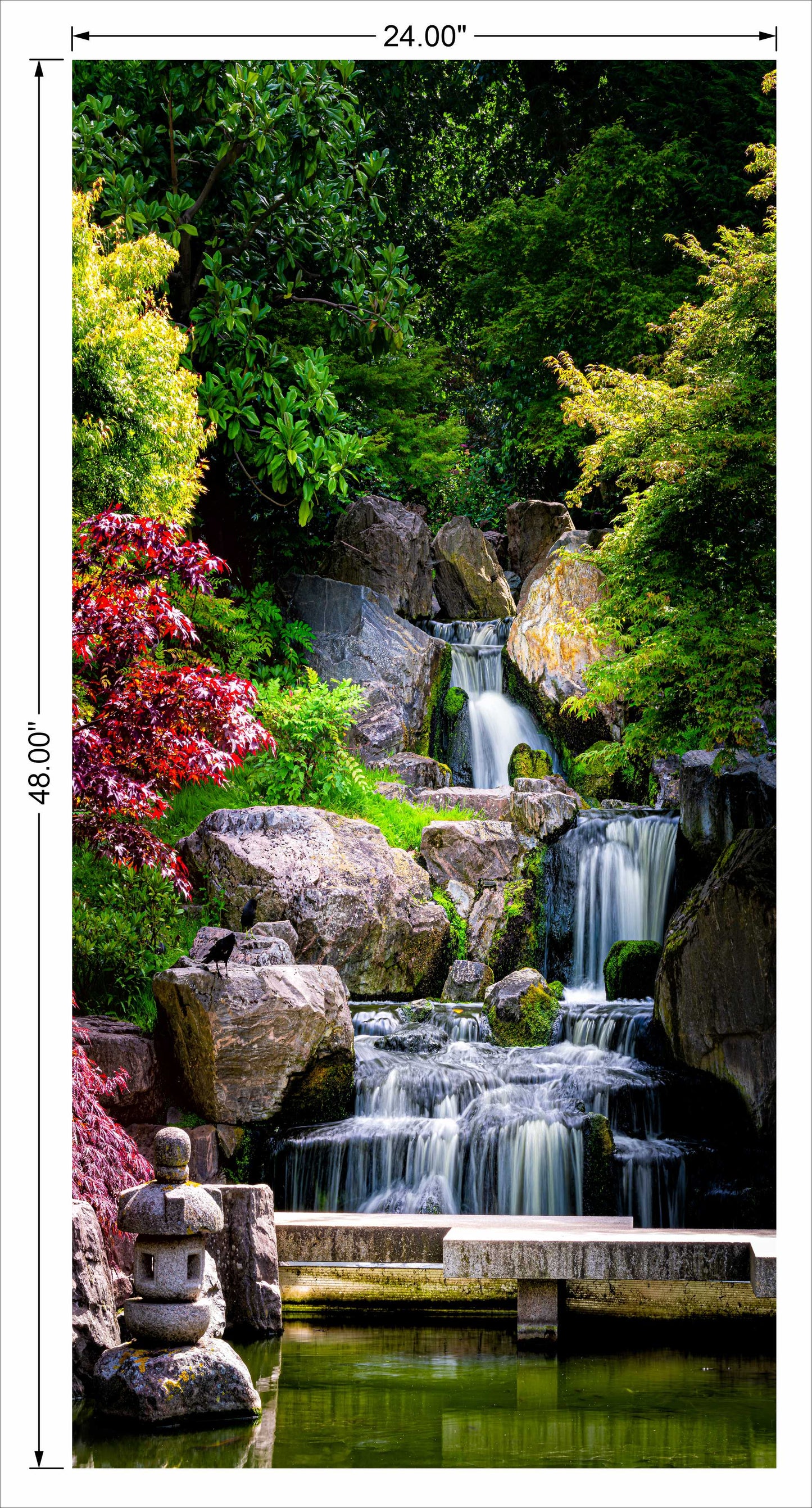 Waterfall With Full Portrait White step Water with greenery