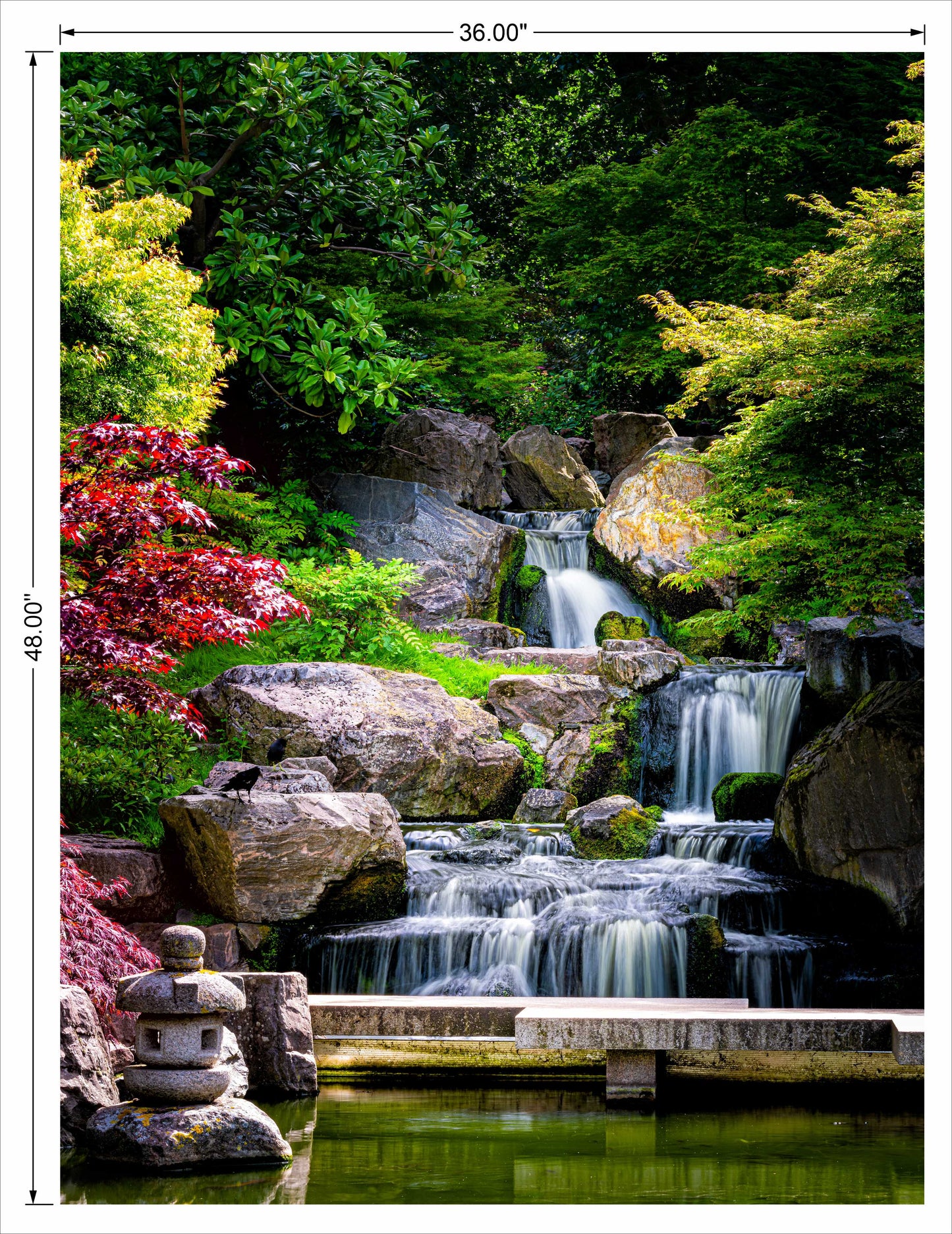 Waterfall With Full Portrait White step Water with greenery