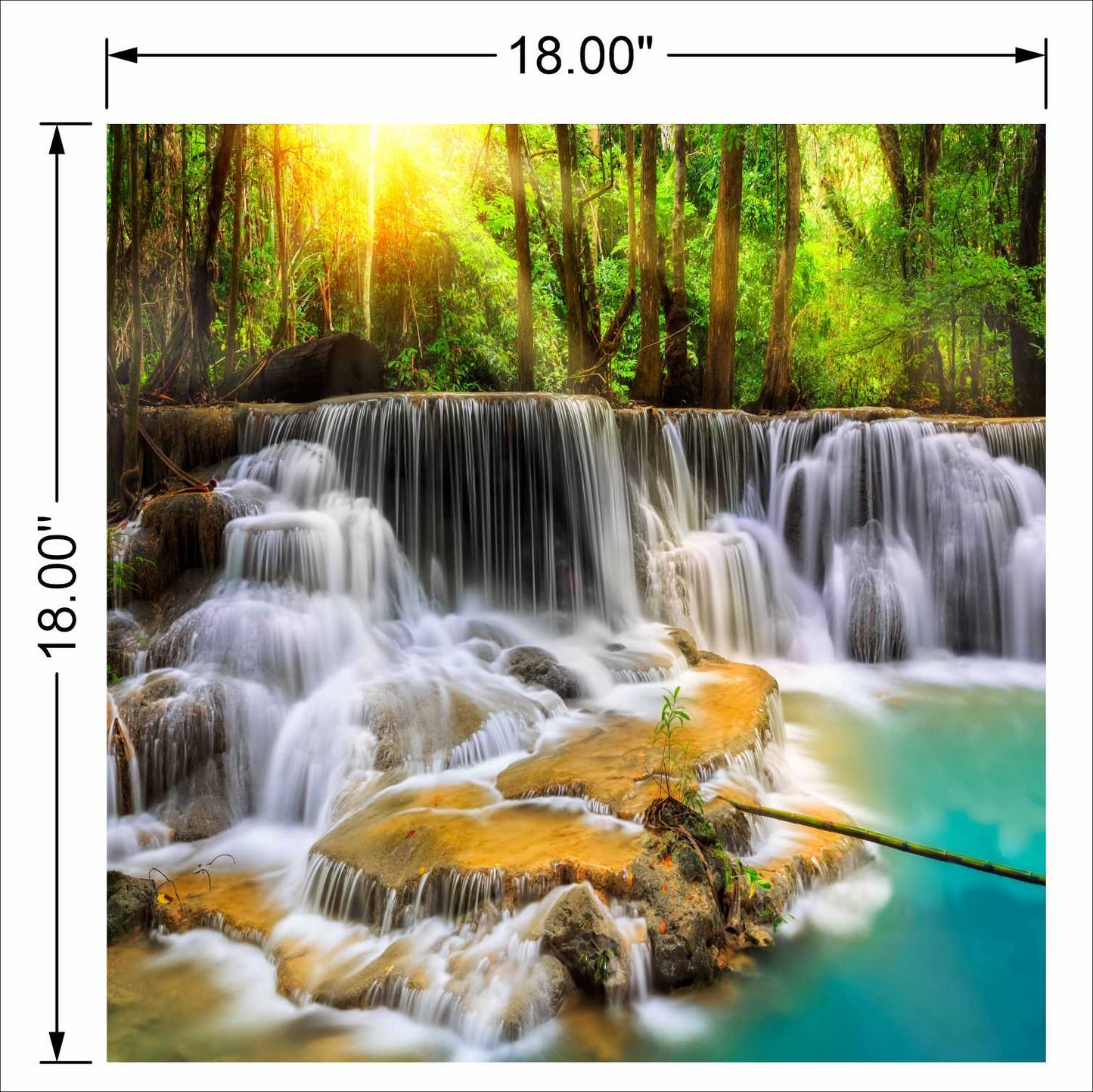 Waterfall With Full  White step Water Square Wall art
