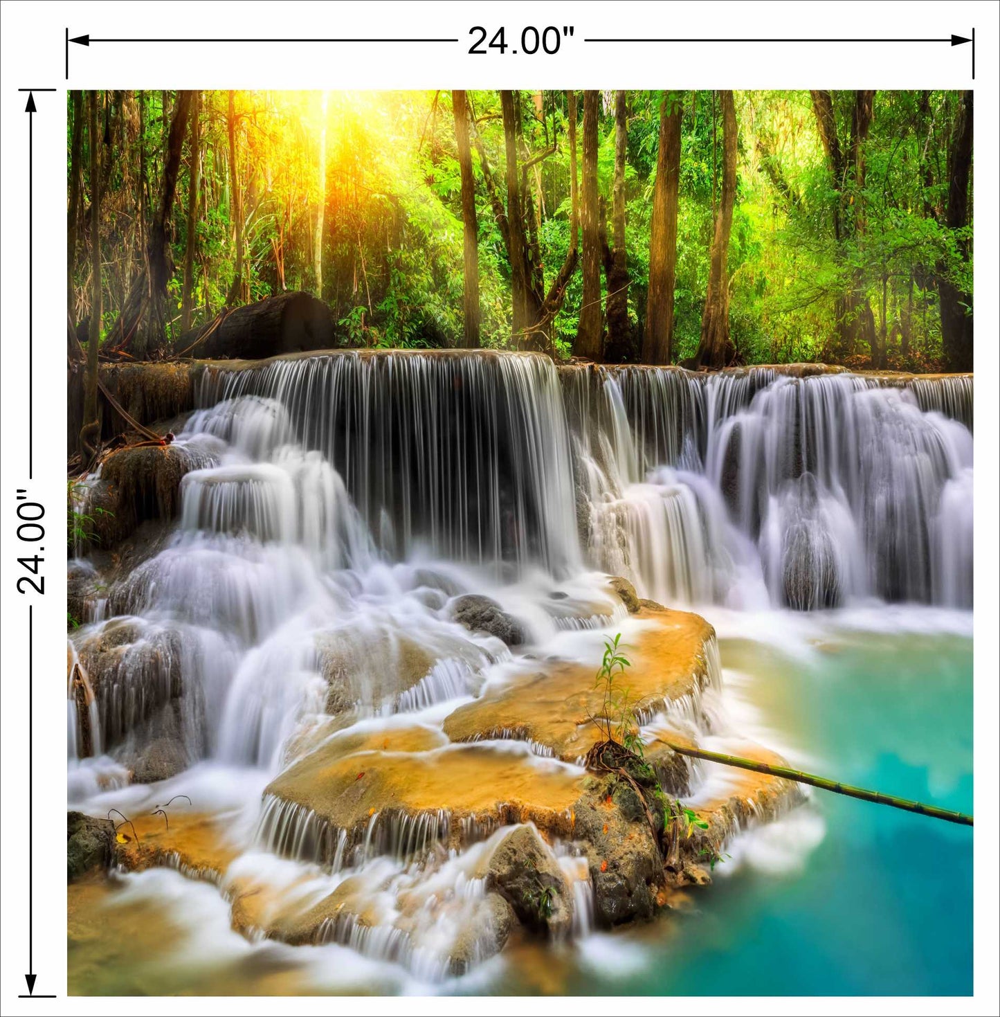 Waterfall With Full  White step Water Square Wall art