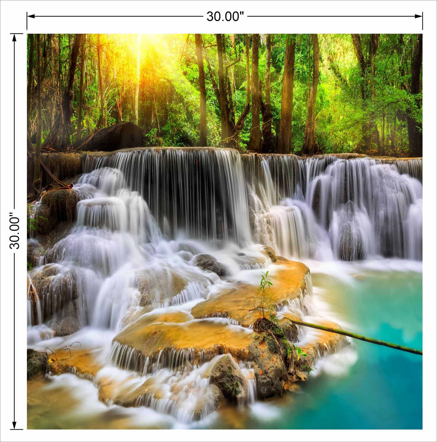 Waterfall With Full  White step Water Square Wall art
