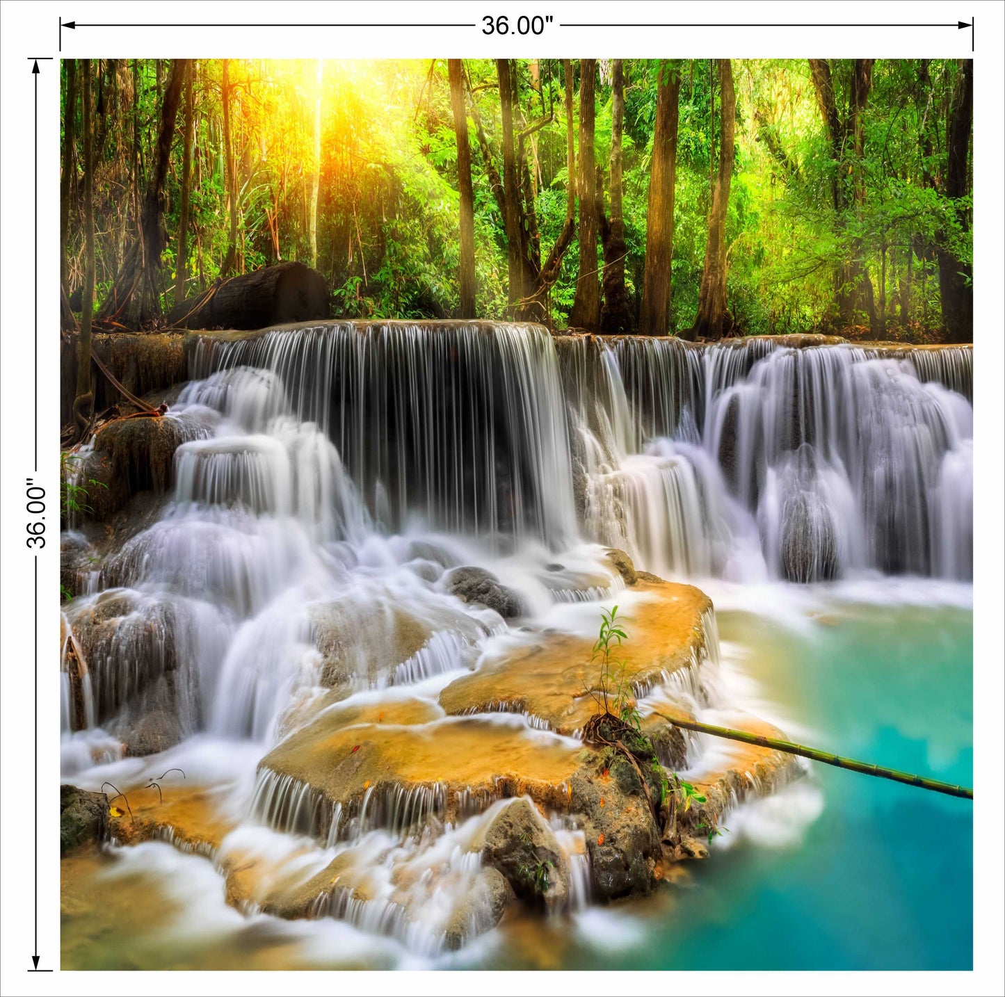 Waterfall With Full  White step Water Square Wall art